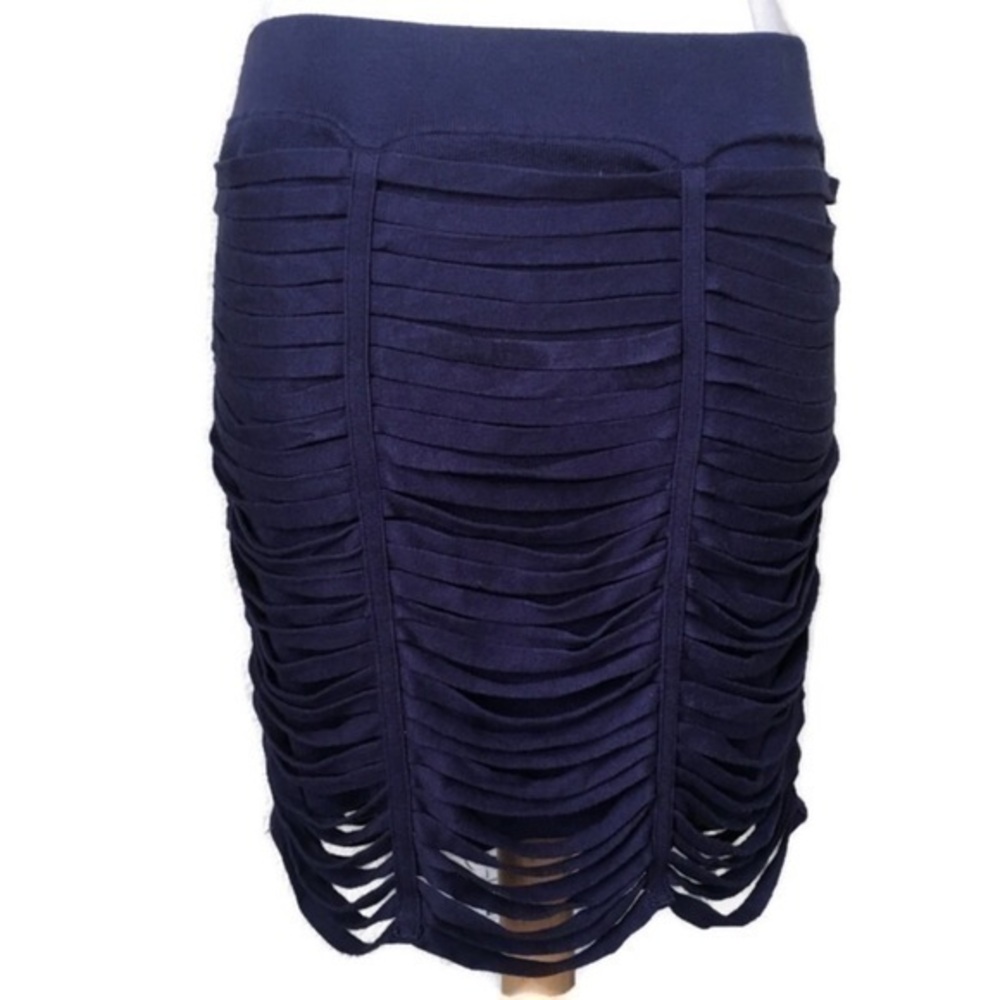 RARE BCBG Navysea Ribbon Knit pencil Skirt L